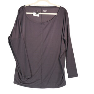 Athleta Loose T-Shirt Womens Size M Gray Knit Top Oversized Long Sleeve